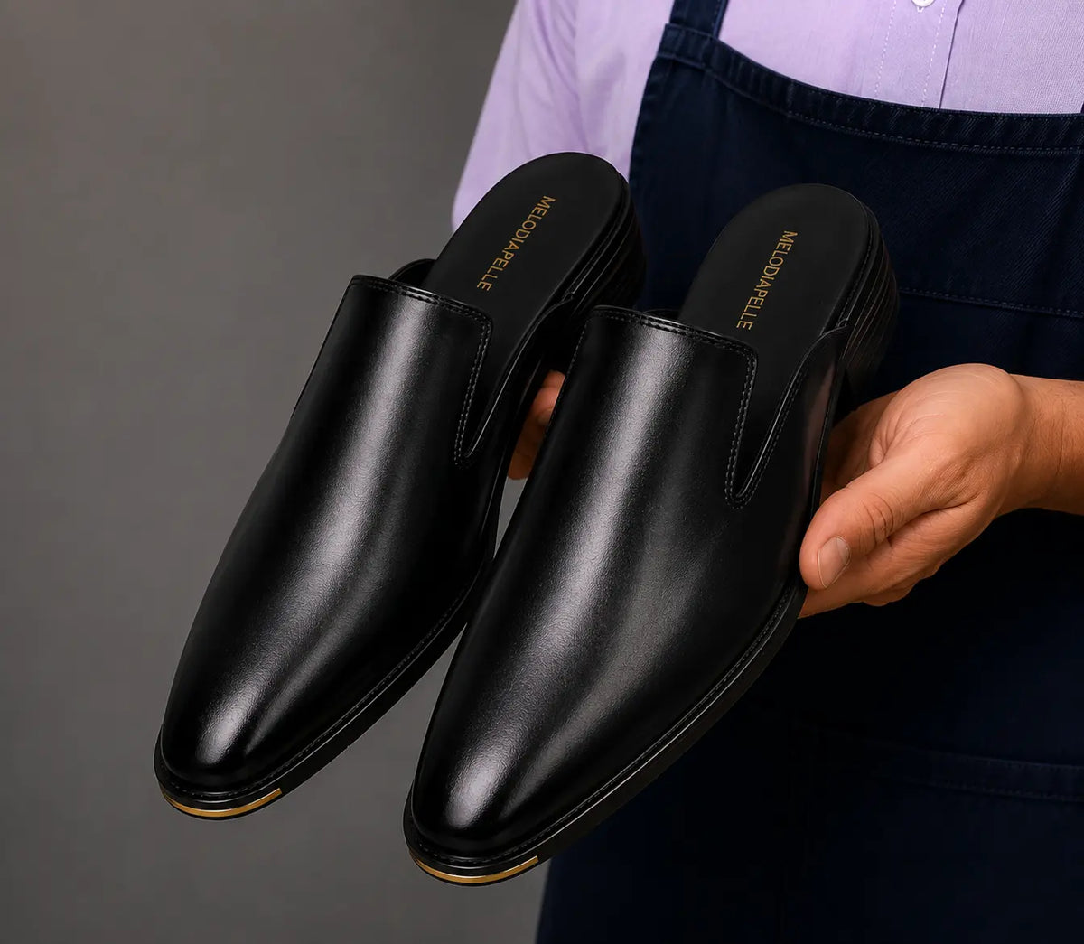 Mantova Burnished Leather Mule for Men - Backless Open-Heel Dress Shoes