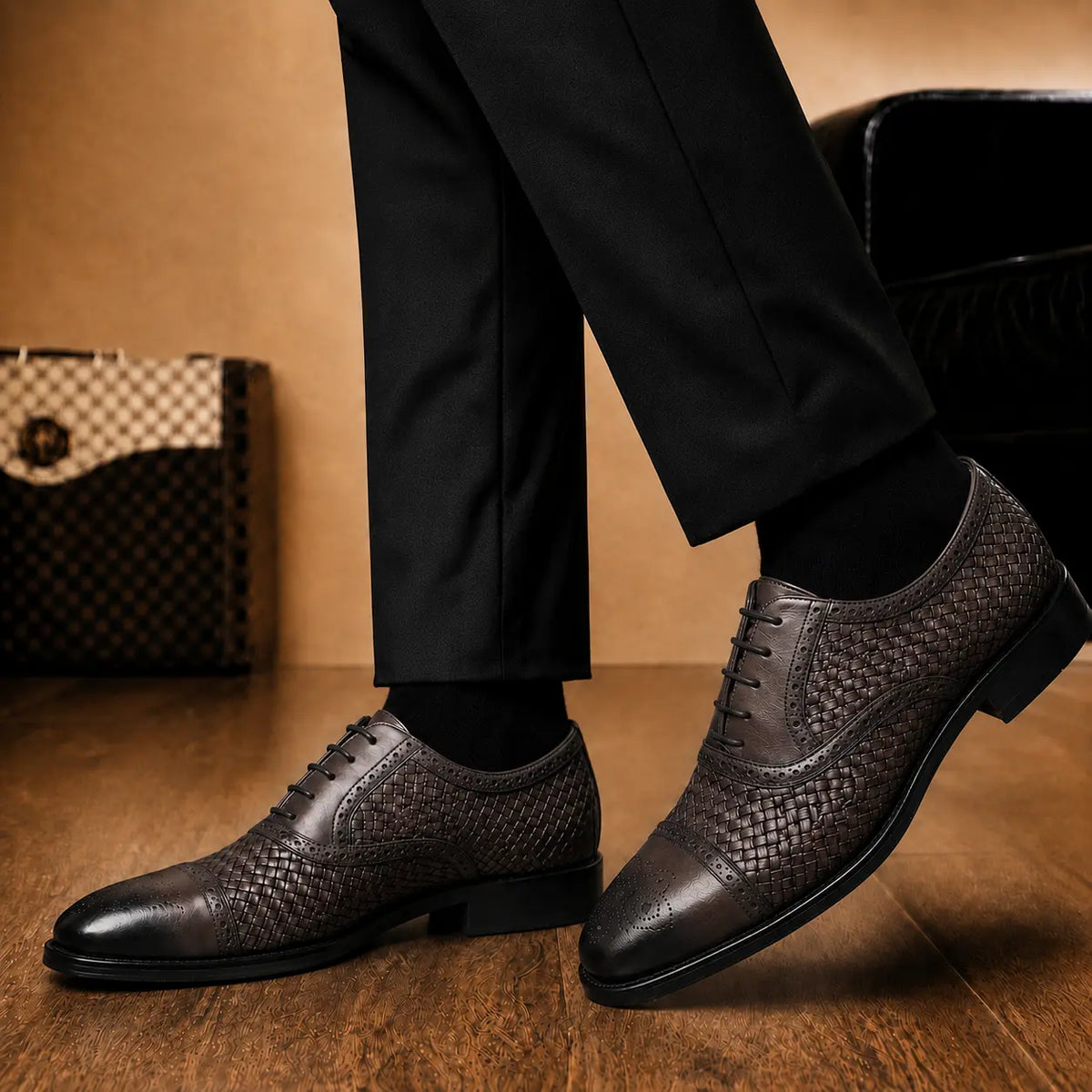 Munich Hand-Woven Brogue Oxford for Men - Goodyear Welted Leather Dress Shoes