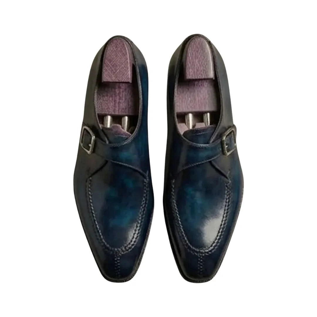 Mantova Patina Split-Apron Single Monk Strap for Men - Hand-Coloured Leather Dress Shoes