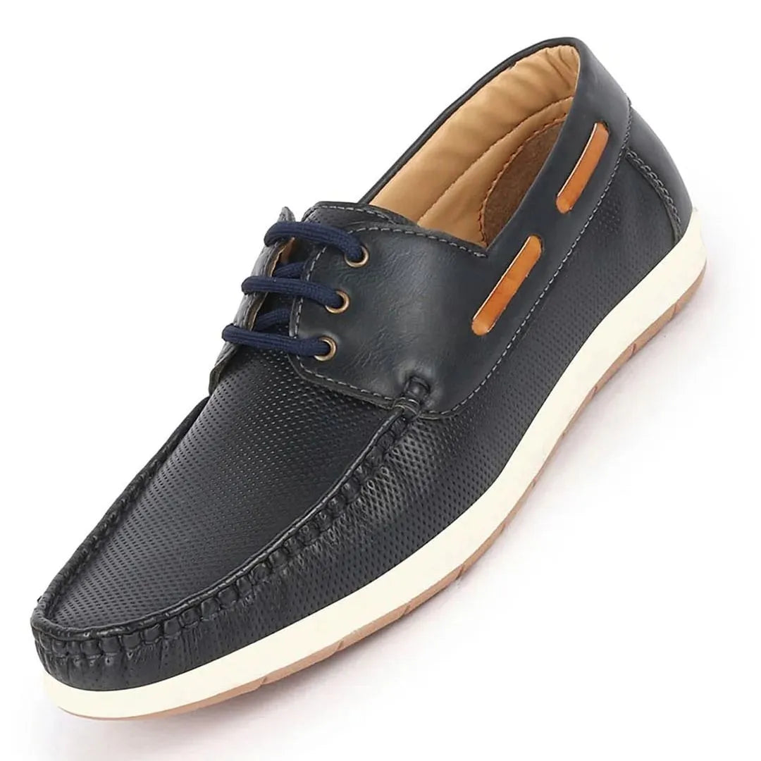 Montornes Perforated Boat Shoe for Men - Perforated Leather Boat Shoes