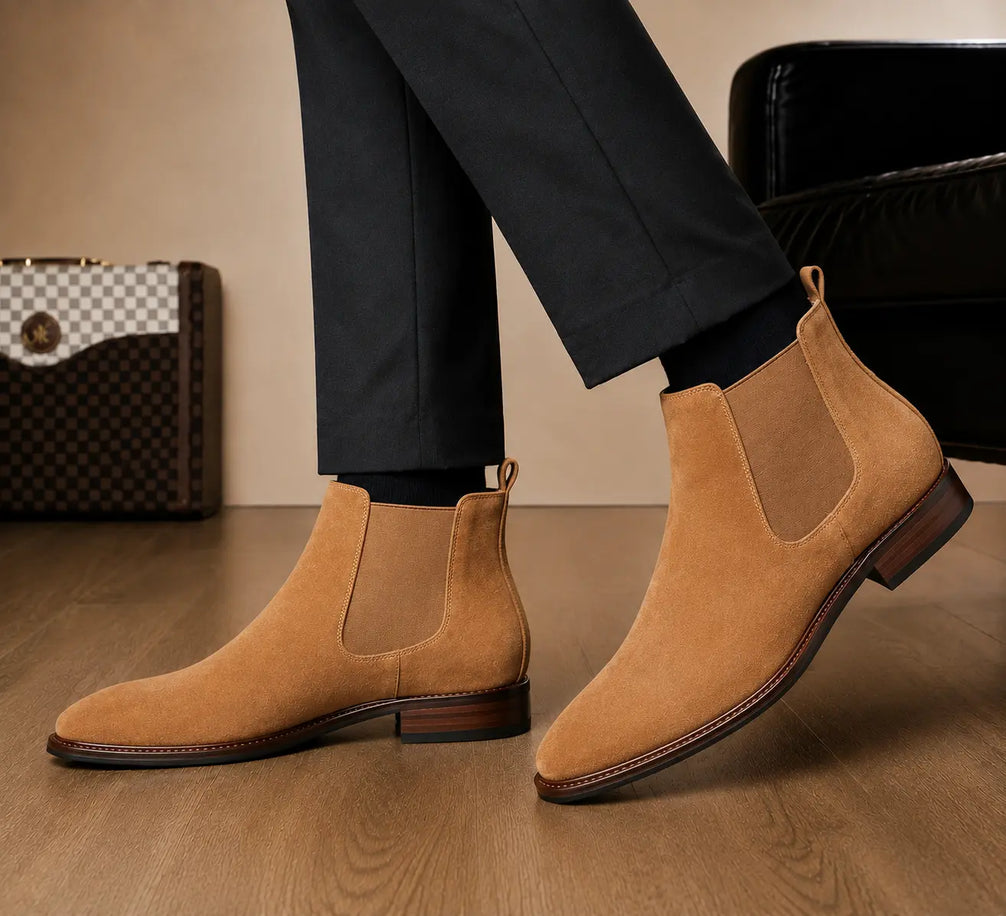 Moorfield Slim Chelsea Boot for Men - Goodyear Welted Suede Chelsea Boots