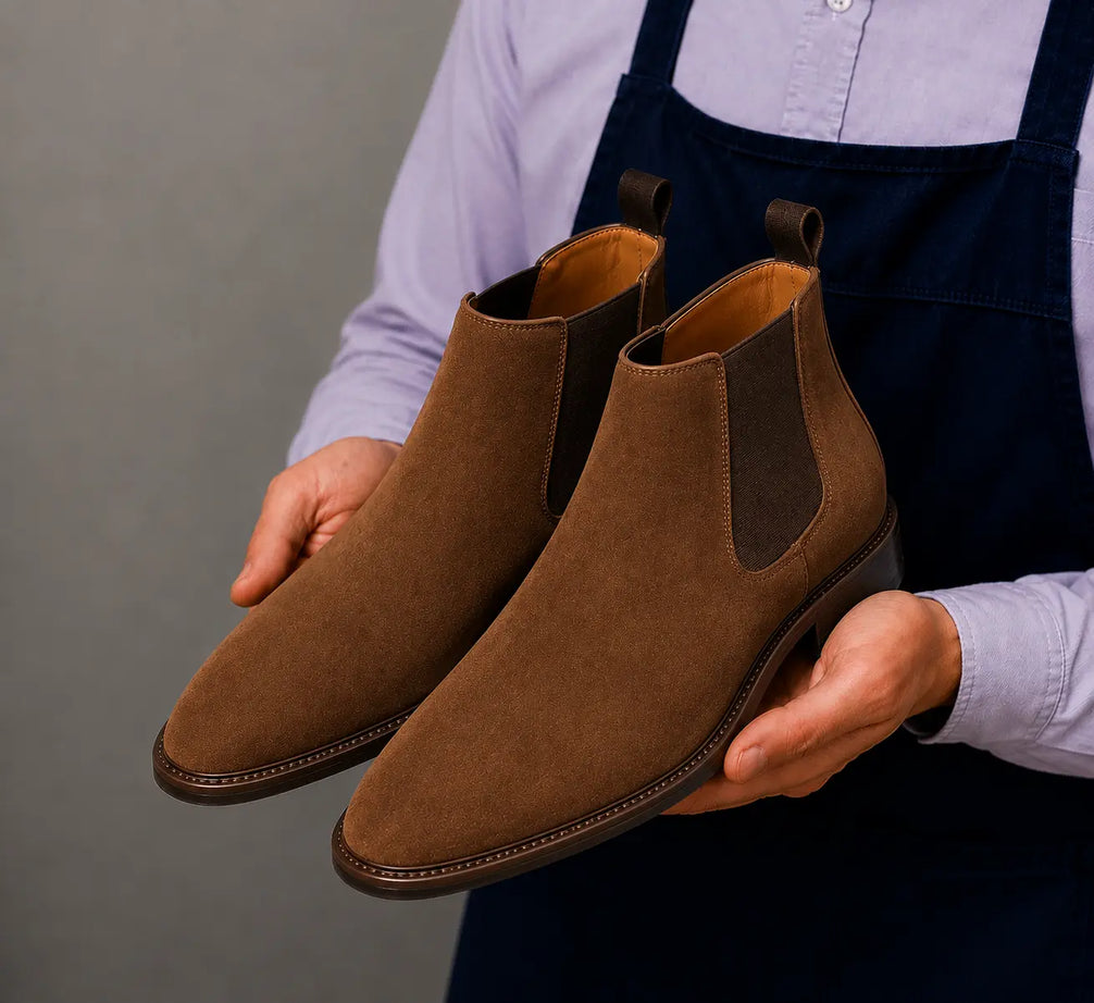 Moorfield Slim Chelsea Boot for Men - Goodyear Welted Suede Chelsea Boots