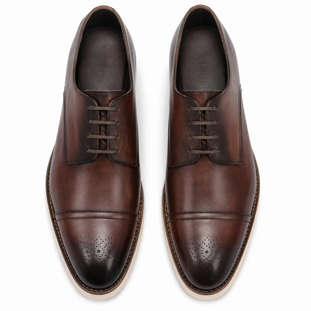 Moorland Cap-Toe Crepe-Sole Derby for Men - Goodyear Welted Leather Shoes