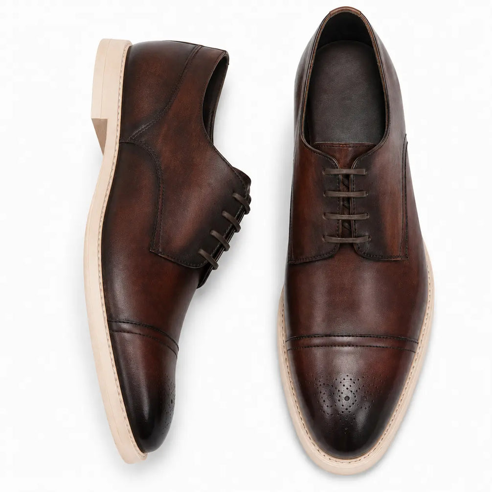 Moorland Cap-Toe Crepe-Sole Derby for Men - Goodyear Welted Leather Shoes