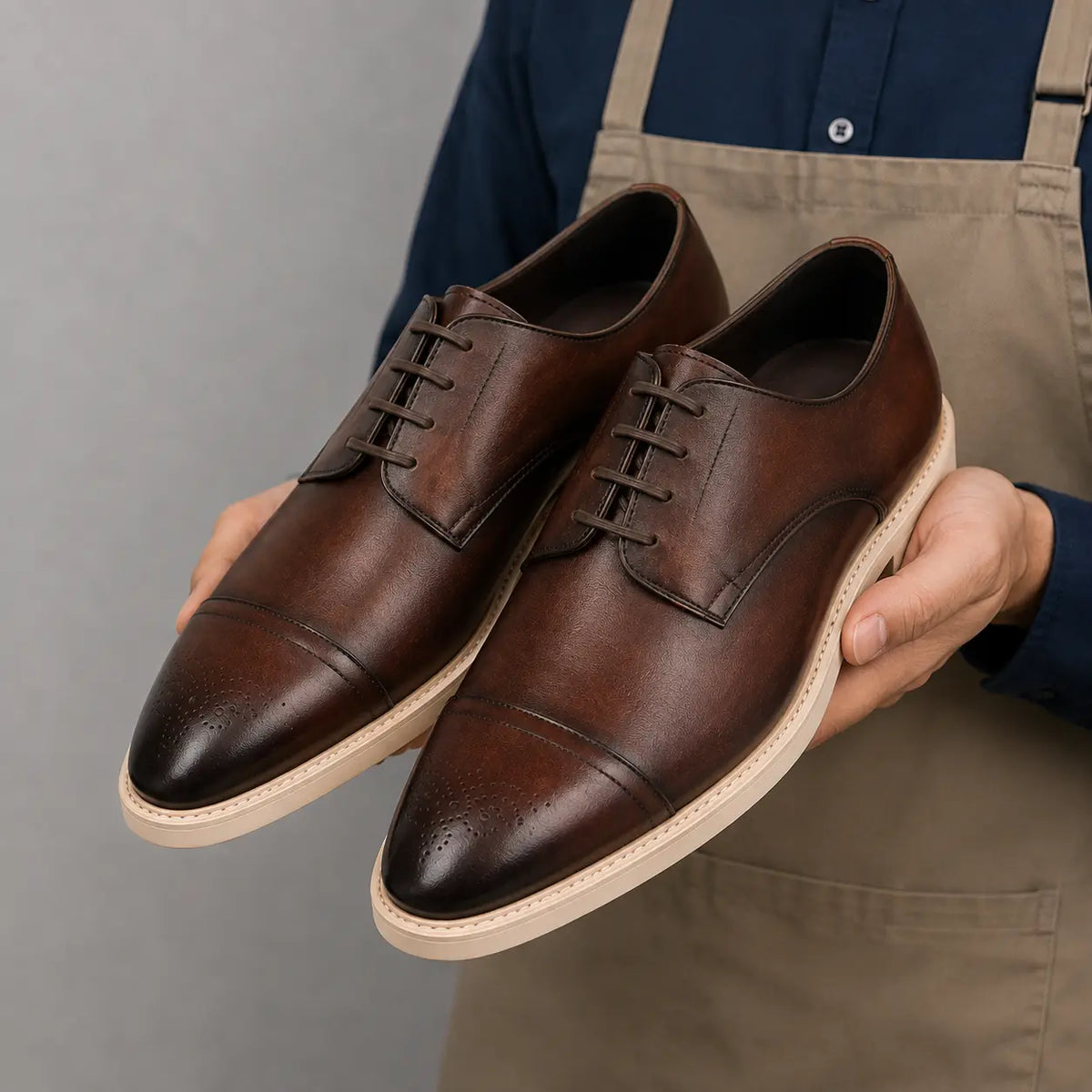 Moorland Cap-Toe Crepe-Sole Derby for Men - Goodyear Welted Leather Shoes