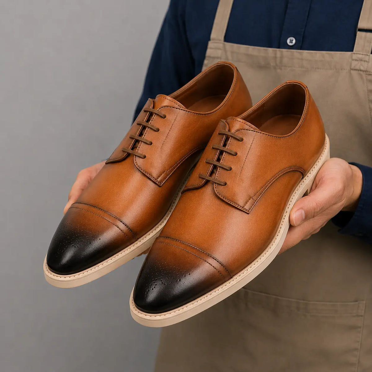Moorland Cap-Toe Crepe-Sole Derby for Men - Goodyear Welted Leather Shoes