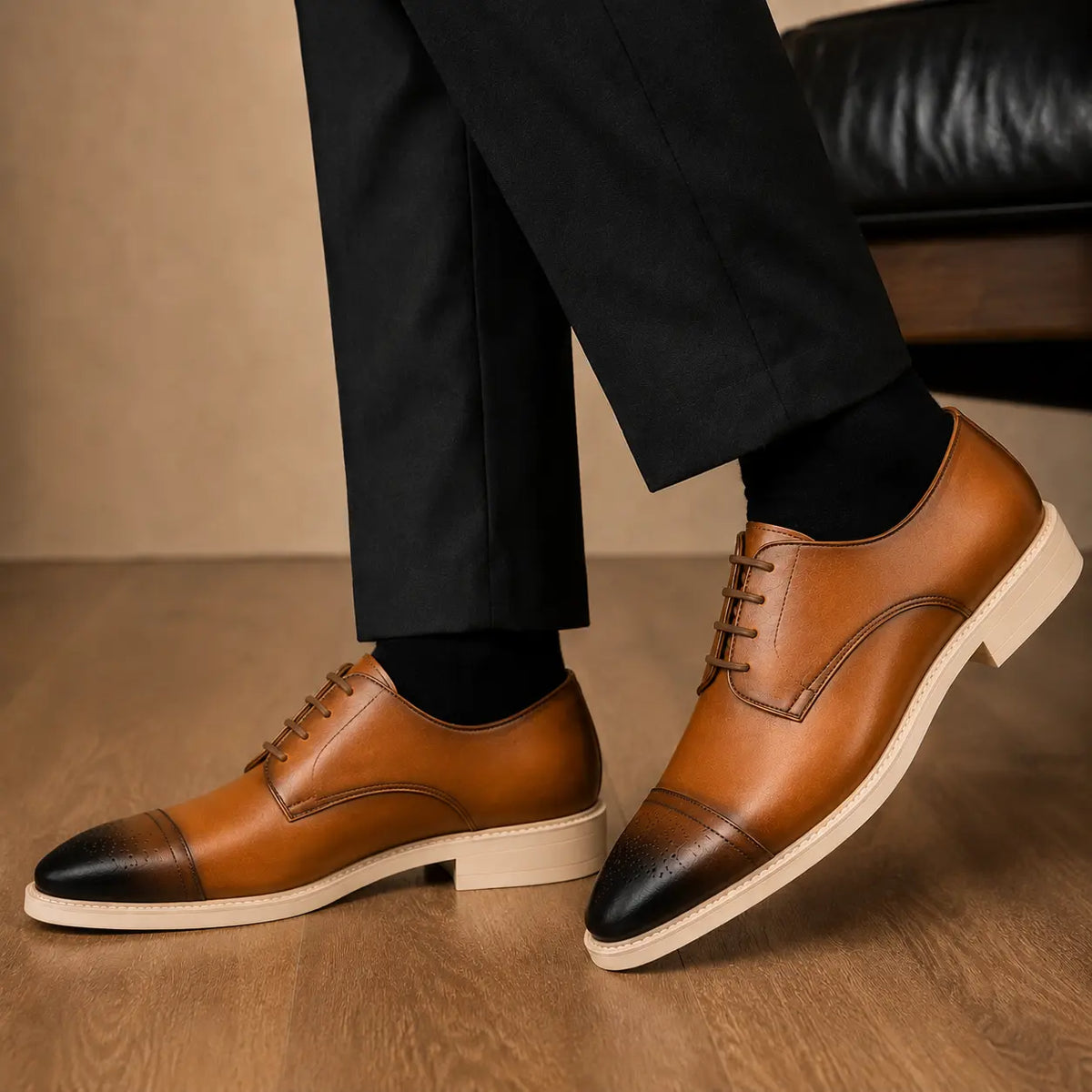 Moorland Cap-Toe Crepe-Sole Derby for Men - Goodyear Welted Leather Shoes