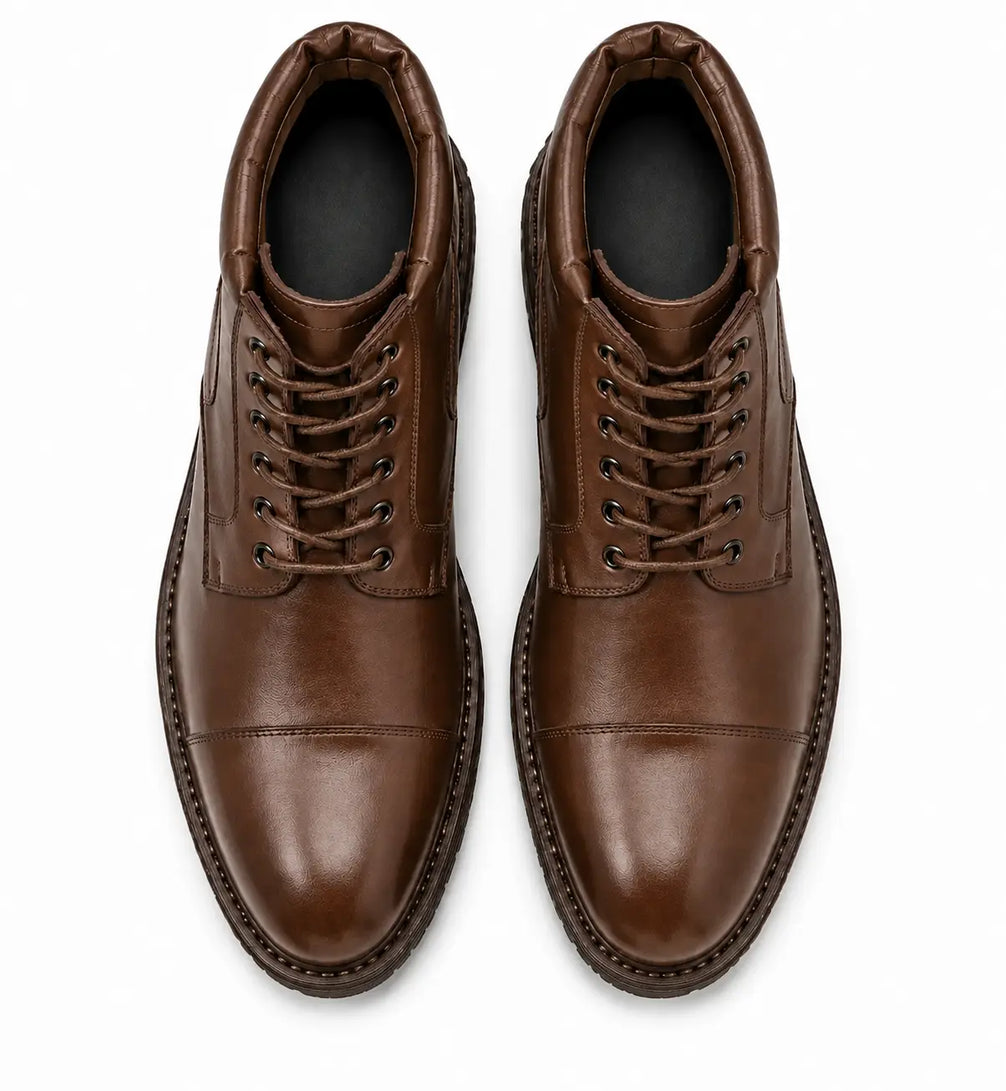 Munster Cap-Toe Work Boot for Men - Heavy Lug-Sole Leather Boots