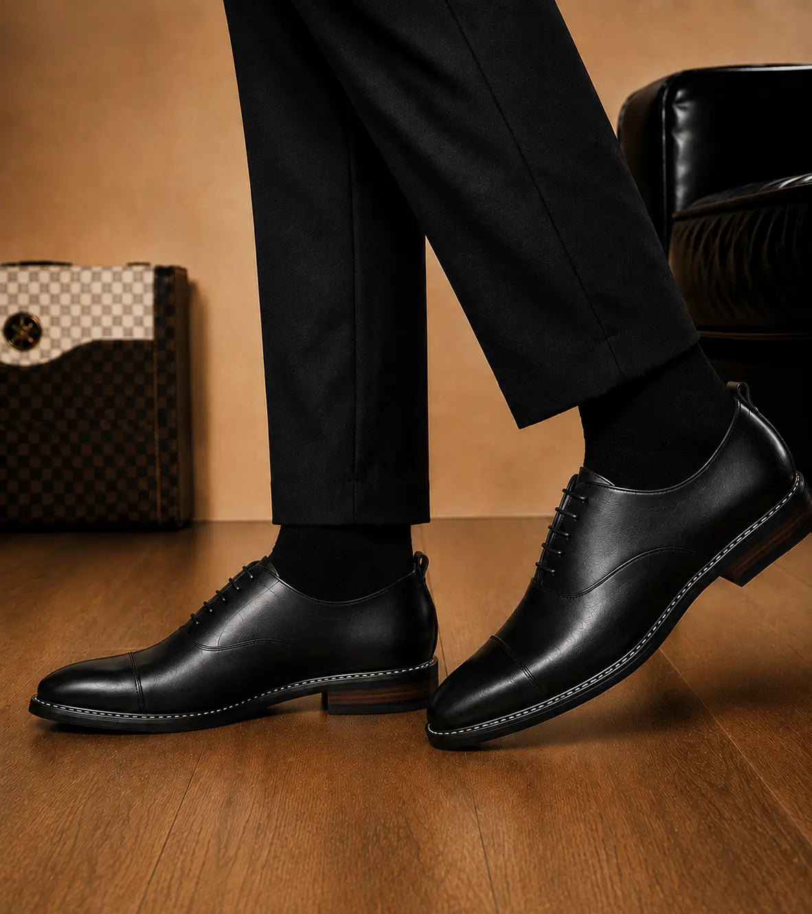 Monterosso Patina Cap-Toe Derby for Men - Handmade Leather Formal Shoes