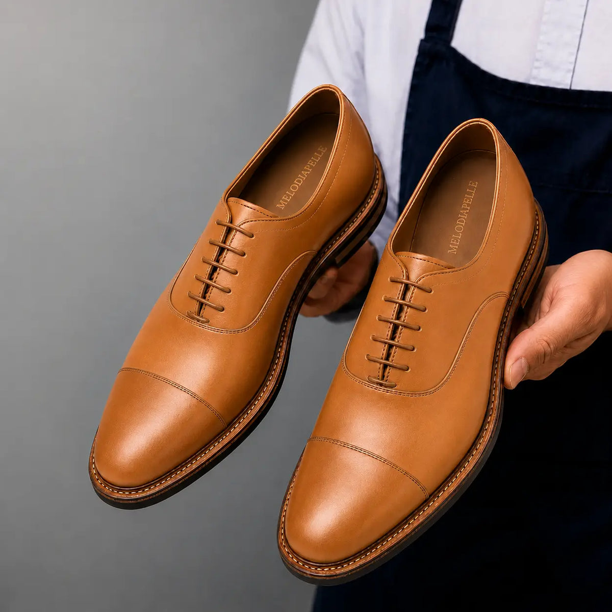 Monterosso Patina Cap-Toe Derby for Men - Handmade Leather Formal Shoes