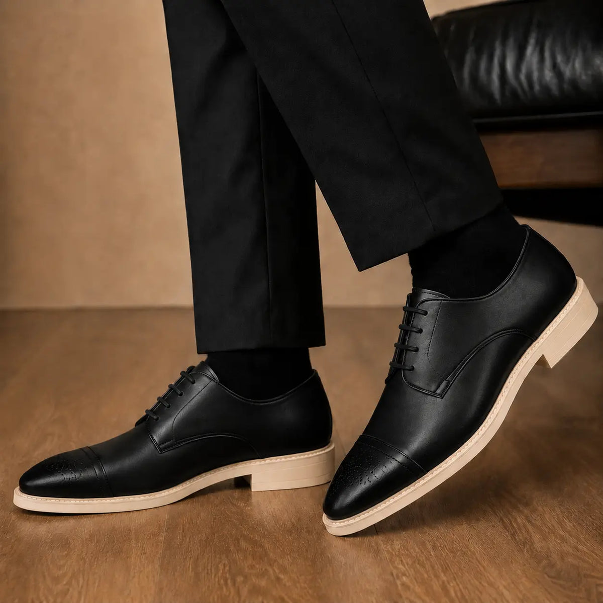 Moorland Cap-Toe Crepe-Sole Derby for Men - Goodyear Welted Leather Shoes