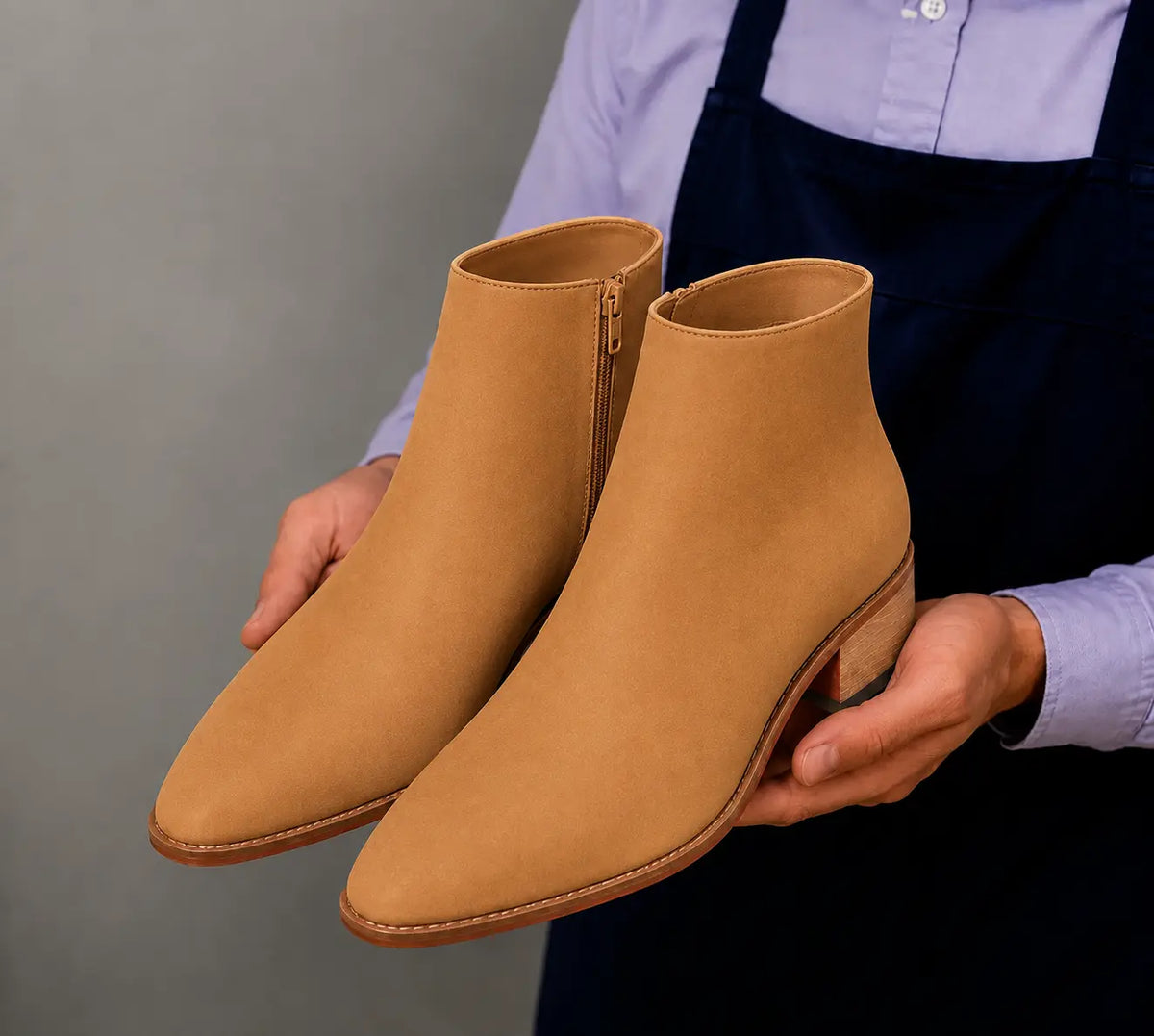 Malone Zip Ankle Boot for Men - Goodyear Welted Leather Boots with Block Heel