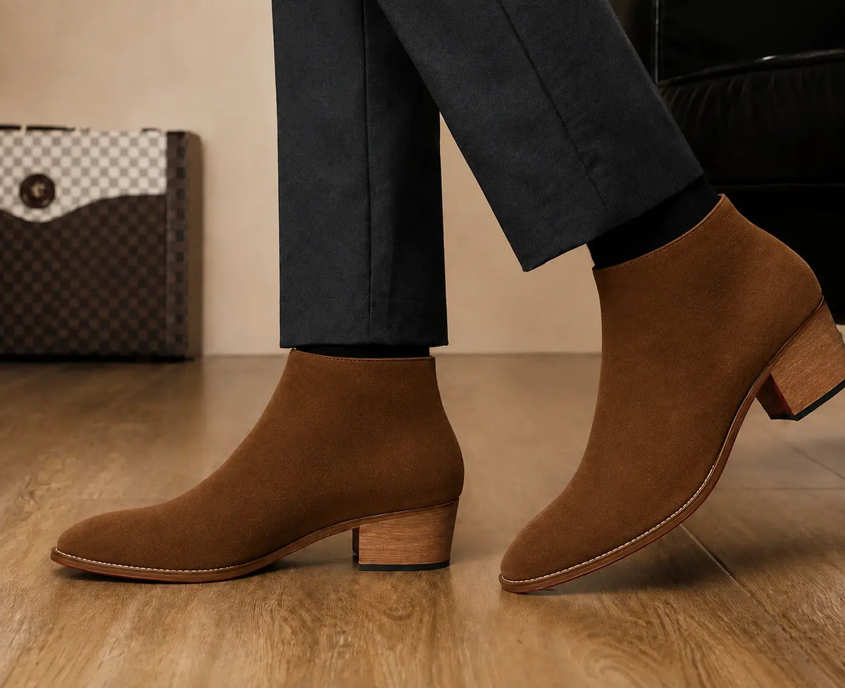 Malone Zip Ankle Boot for Men - Goodyear Welted Leather Boots with Block Heel