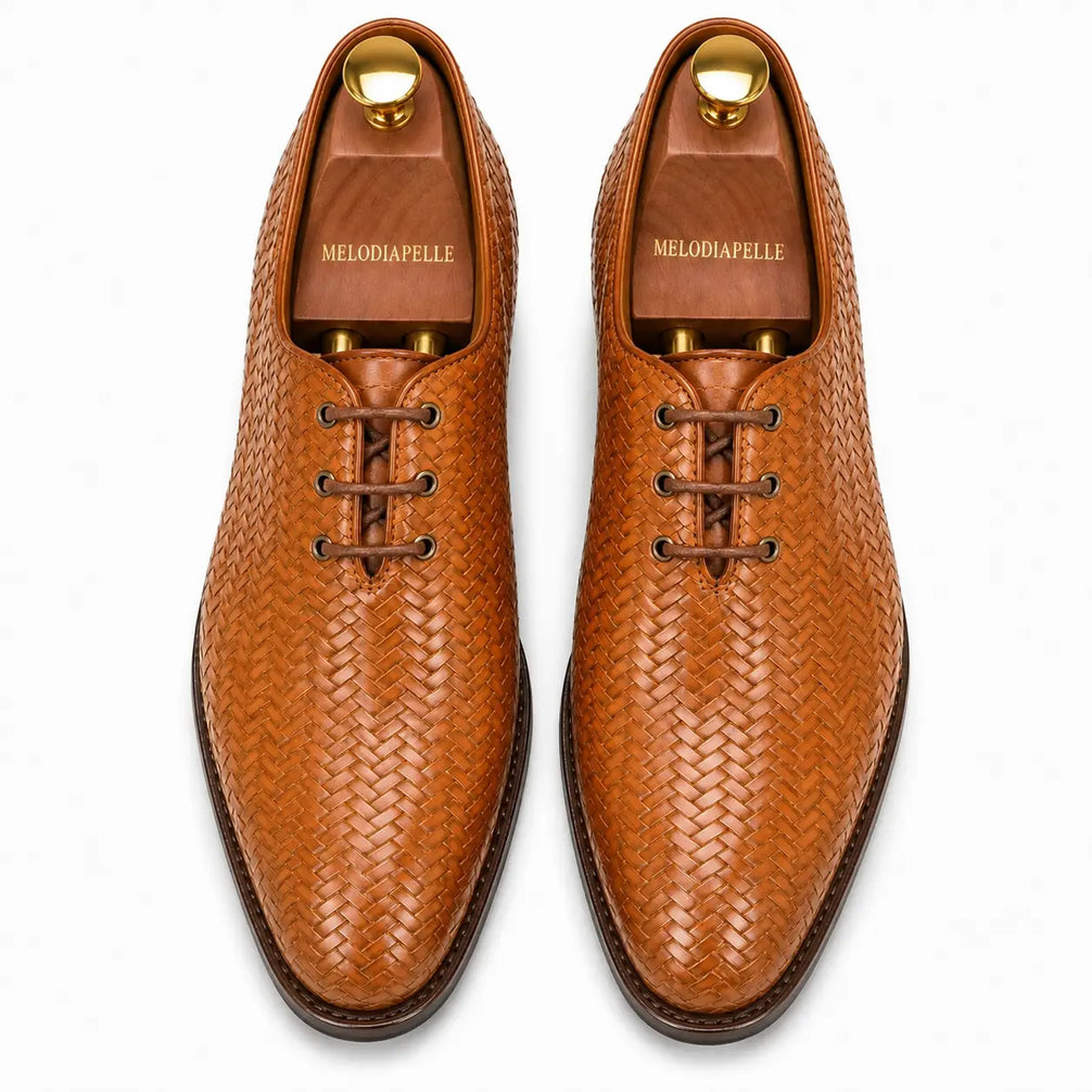 Morrigan Full-Woven Oxford for Men - Handmade Basket-Weave Leather Dress Shoes