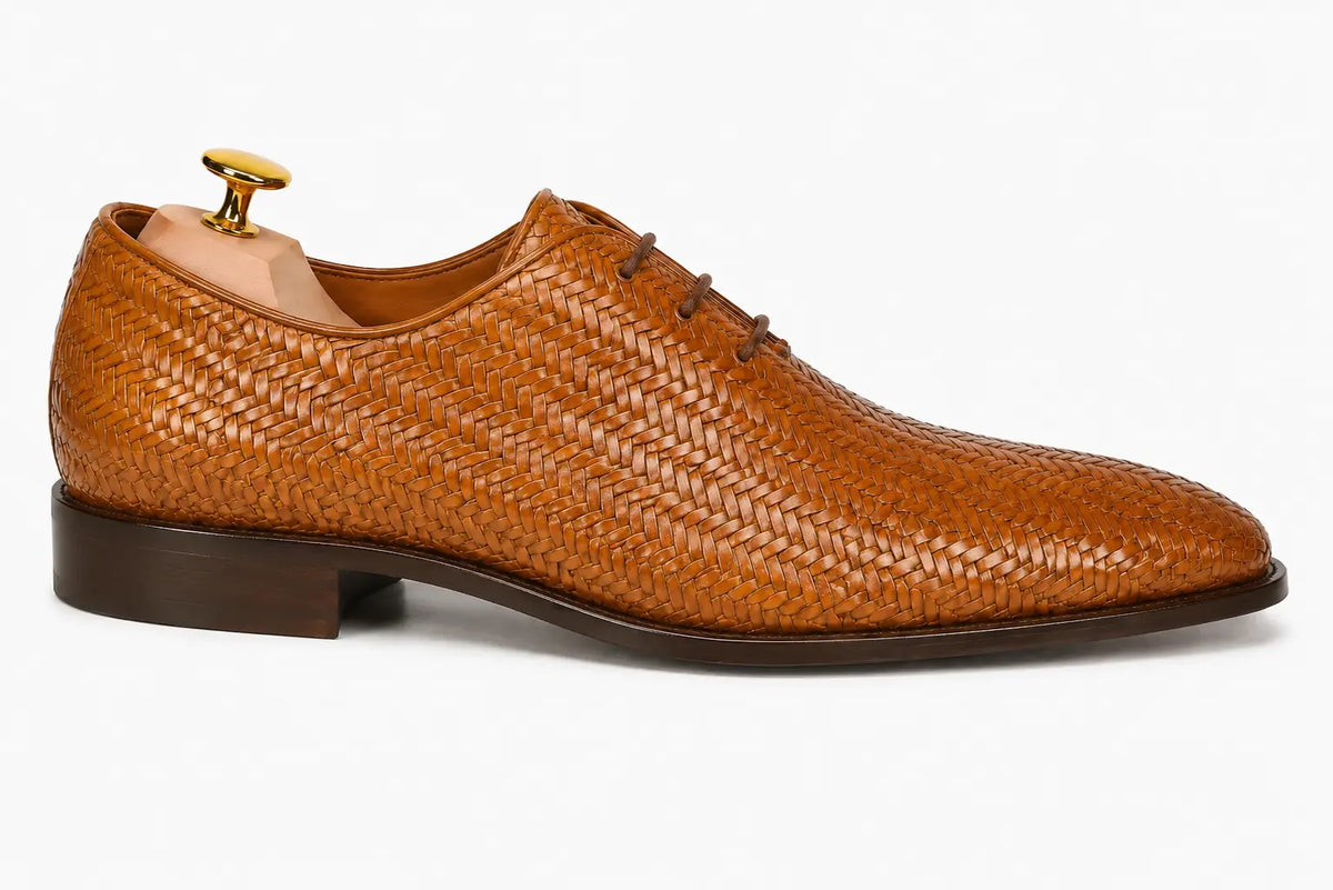 Morrigan Full-Woven Oxford for Men - Handmade Basket-Weave Leather Dress Shoes