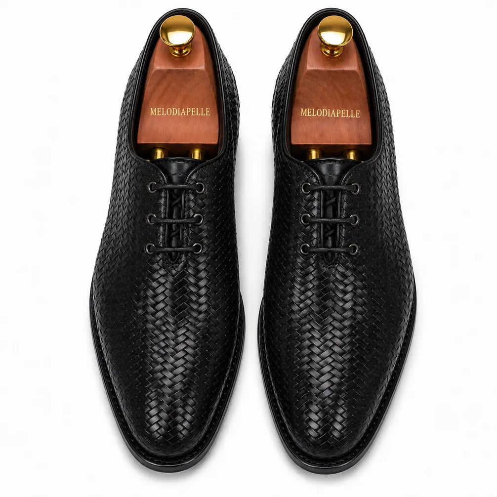 Morrigan Full-Woven Oxford for Men - Handmade Basket-Weave Leather Dress Shoes