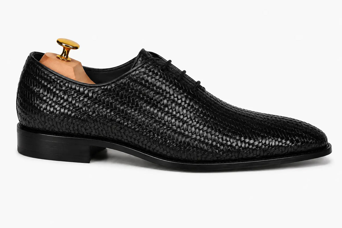 Morrigan Full-Woven Oxford for Men - Handmade Basket-Weave Leather Dress Shoes