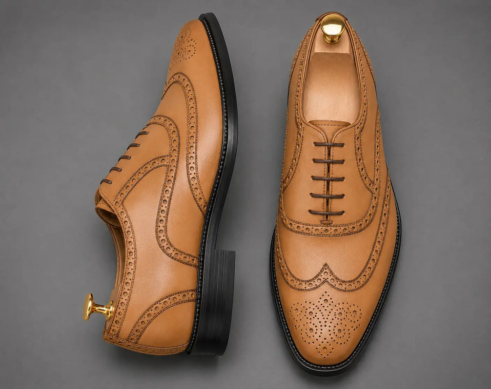 Mazaro Wingtip Brogue Oxford for Men - Goodyear Welted Full-Grain Leather Shoes