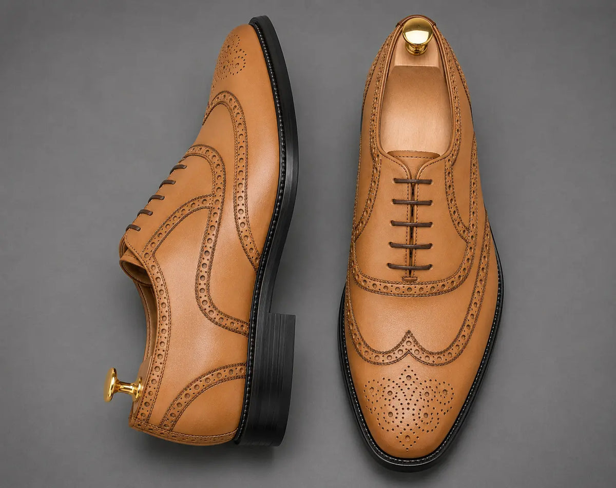 Mazaro Wingtip Brogue Oxford for Men - Goodyear Welted Full-Grain Leather Shoes