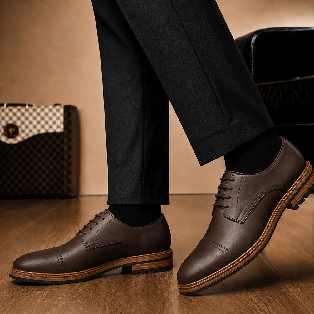 Max Cap-Toe Derby for Men - Nubuck Goodyear Welted Leather Shoes