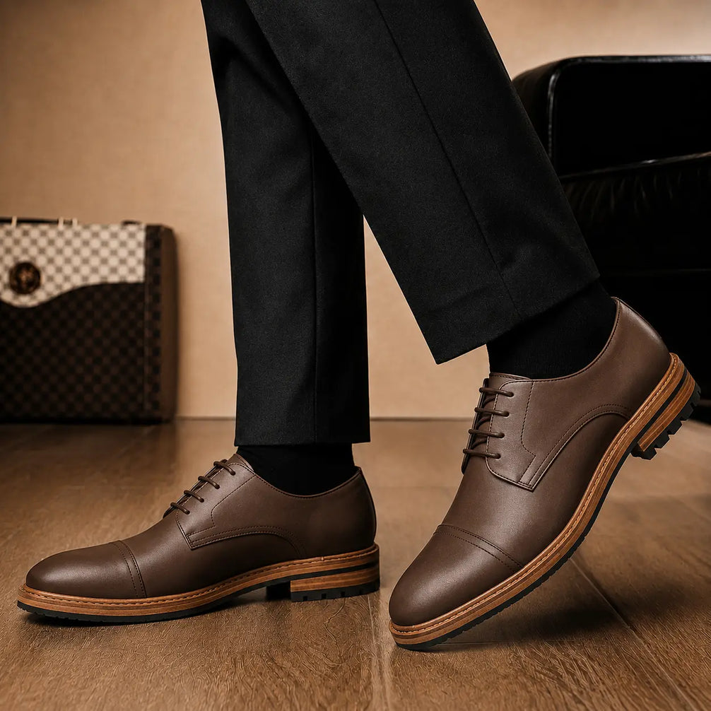 Max Cap-Toe Derby for Men - Nubuck Goodyear Welted Leather Shoes