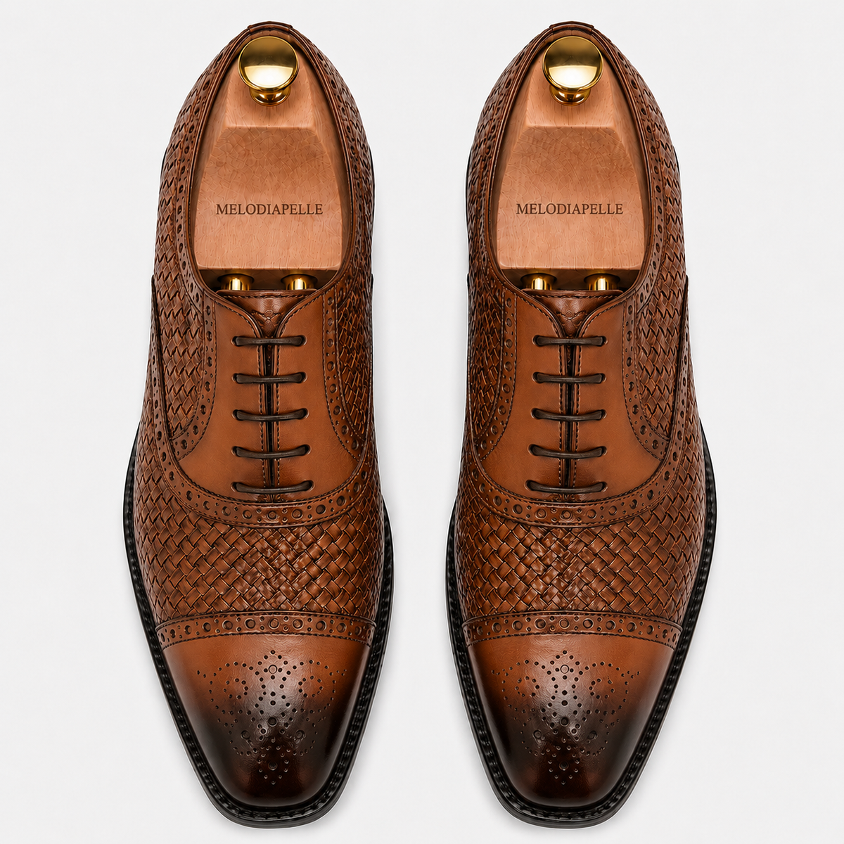 Munich Hand-Woven Brogue Oxford for Men - Goodyear Welted Leather Dress Shoes