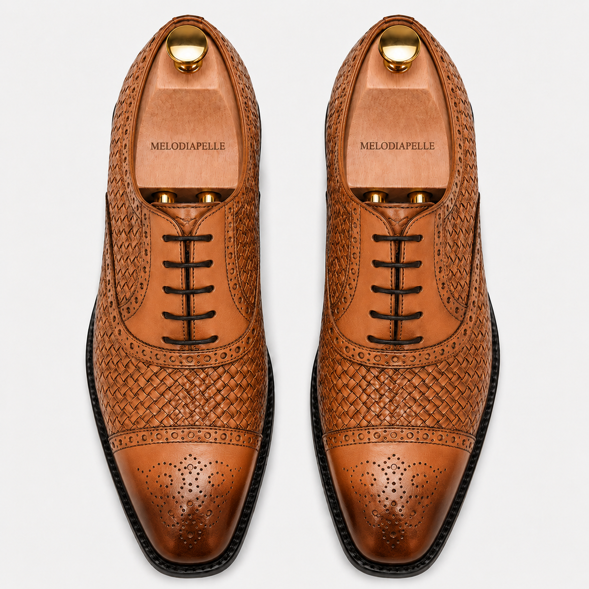 Munich Hand-Woven Brogue Oxford for Men - Goodyear Welted Leather Dress Shoes
