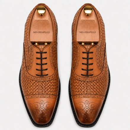 Munich Hand-Woven Brogue Oxford for Men - Goodyear Welted Leather Dress Shoes