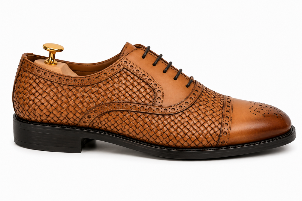 Munich Hand-Woven Brogue Oxford for Men - Goodyear Welted Leather Dress Shoes