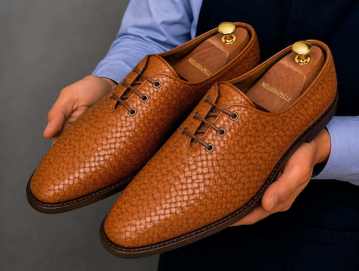 Morrigan Full-Woven Oxford for Men - Handmade Basket-Weave Leather Dress Shoes