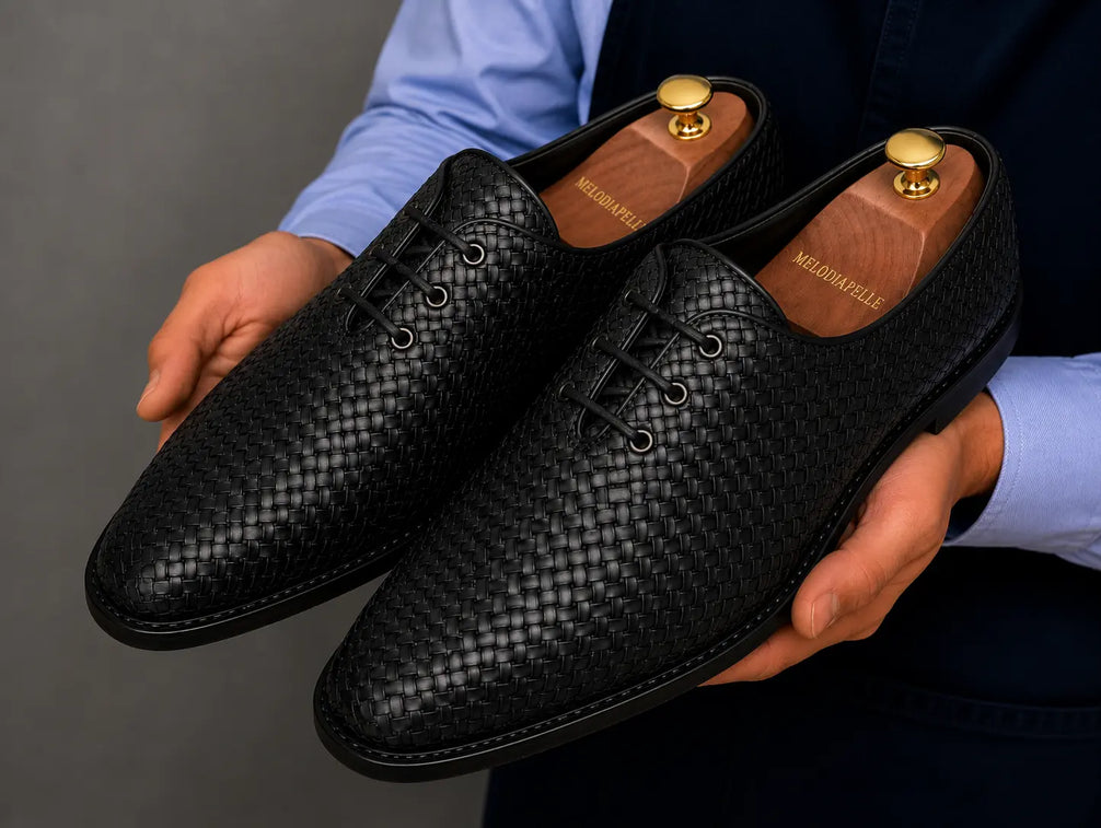 Morrigan Full-Woven Oxford for Men - Handmade Basket-Weave Leather Dress Shoes