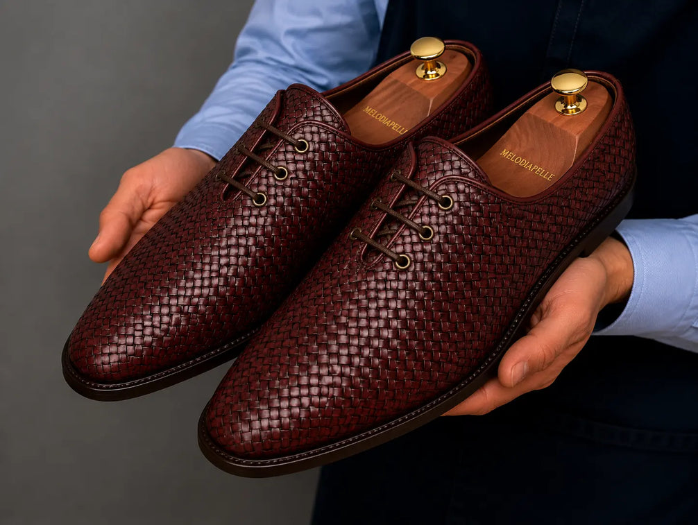 Morrigan Full-Woven Oxford for Men - Handmade Basket-Weave Leather Dress Shoes