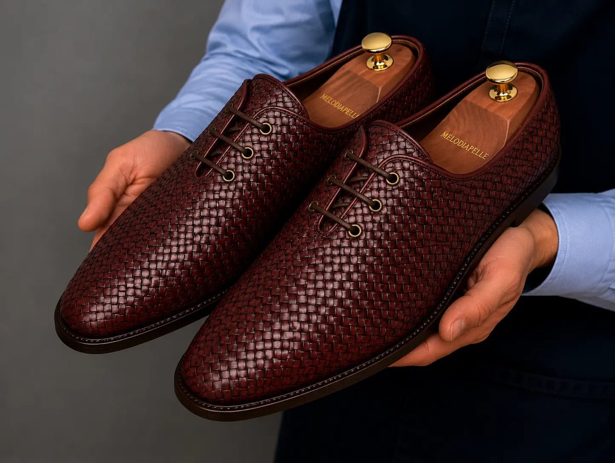 Morrigan Full-Woven Oxford for Men - Handmade Basket-Weave Leather Dress Shoes