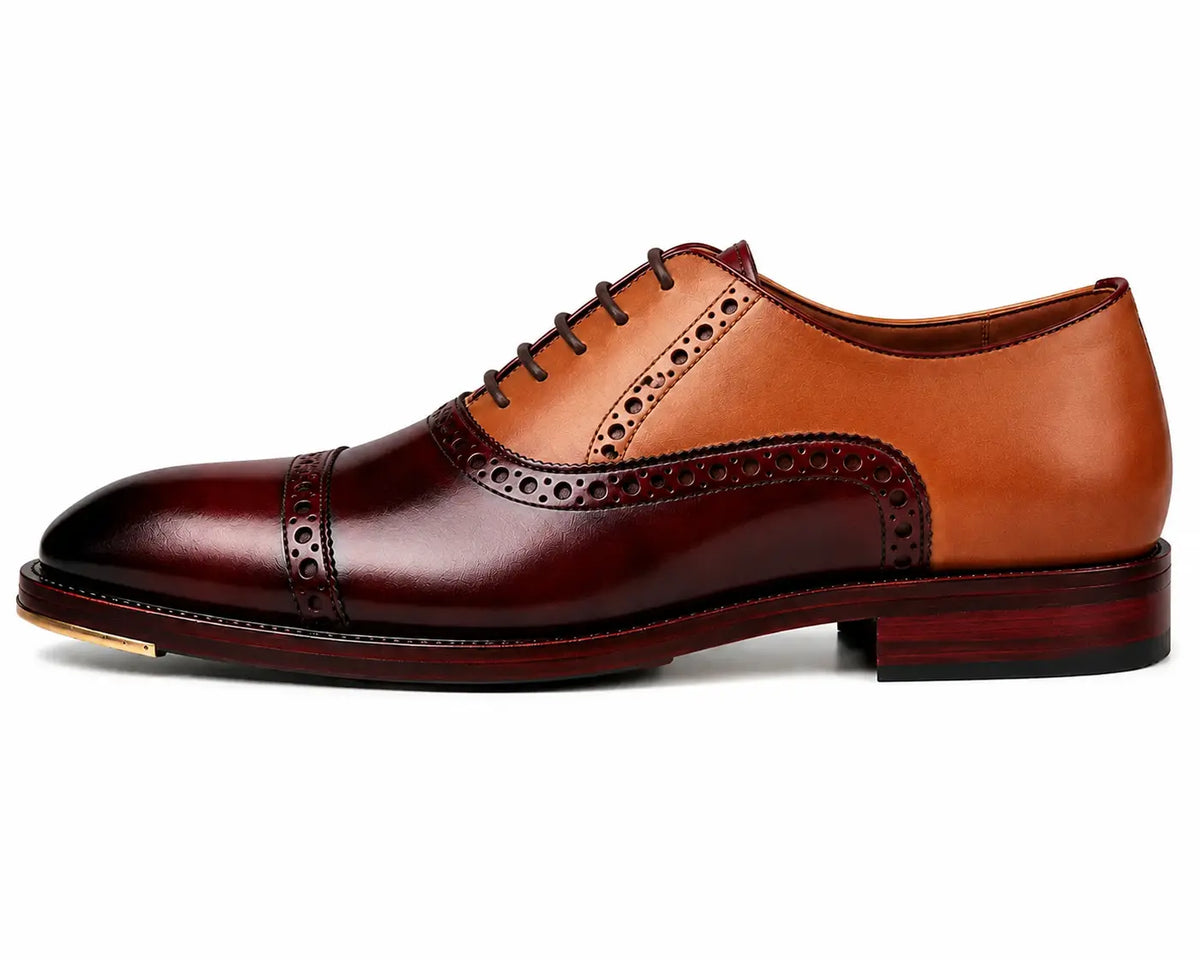 Messina Semi-Brogue Cap-Toe Oxford for Men - Lug-Sole Leather Dress Shoes