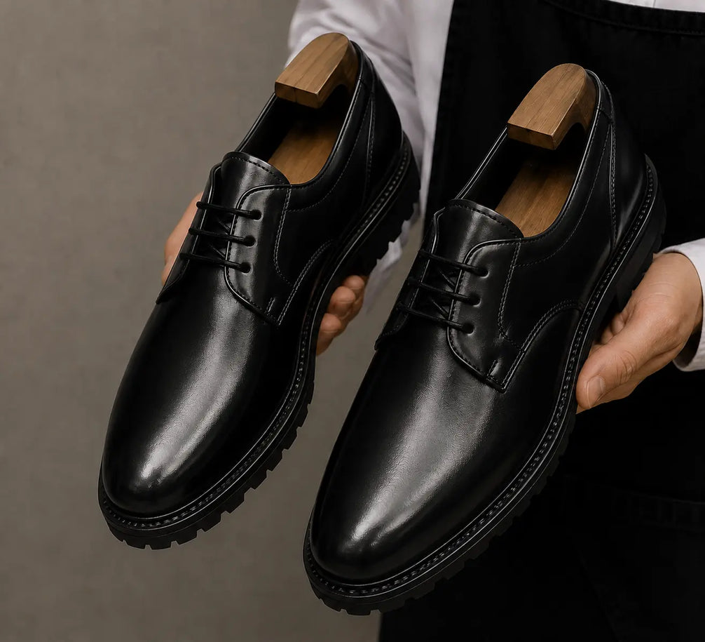 Marseille Patina Plain-Toe Derby for Men - Lug-Sole Leather Formal Shoes