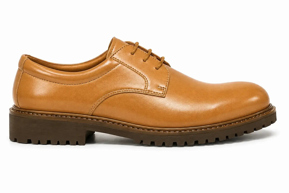 Marseille Patina Plain-Toe Derby for Men - Lug-Sole Leather Formal Shoes
