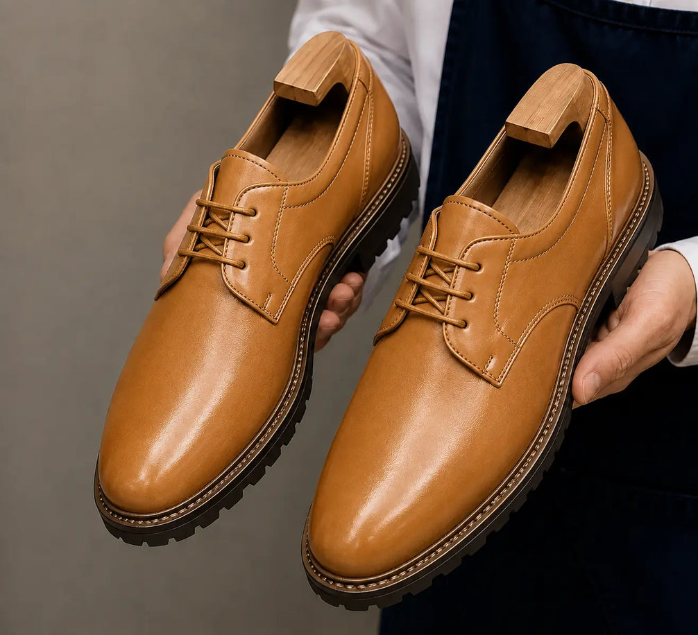 Marseille Patina Plain-Toe Derby for Men - Lug-Sole Leather Formal Shoes