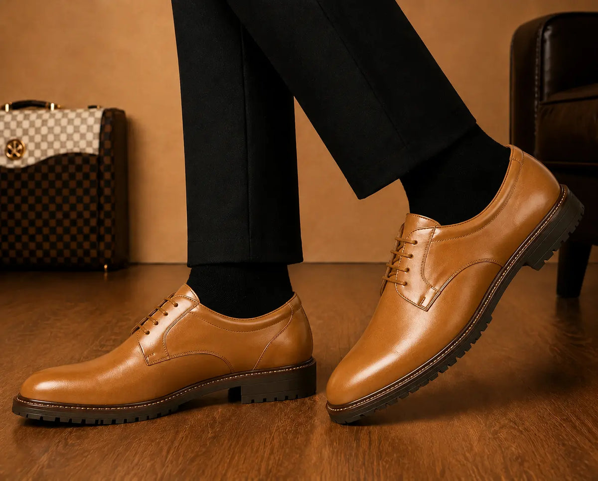 Marseille Patina Plain-Toe Derby for Men - Lug-Sole Leather Formal Shoes