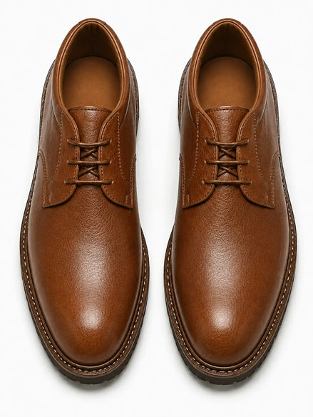 Marseille Patina Plain-Toe Derby for Men - Lug-Sole Leather Formal Shoes