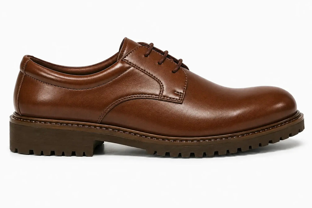 Marseille Patina Plain-Toe Derby for Men - Lug-Sole Leather Formal Shoes