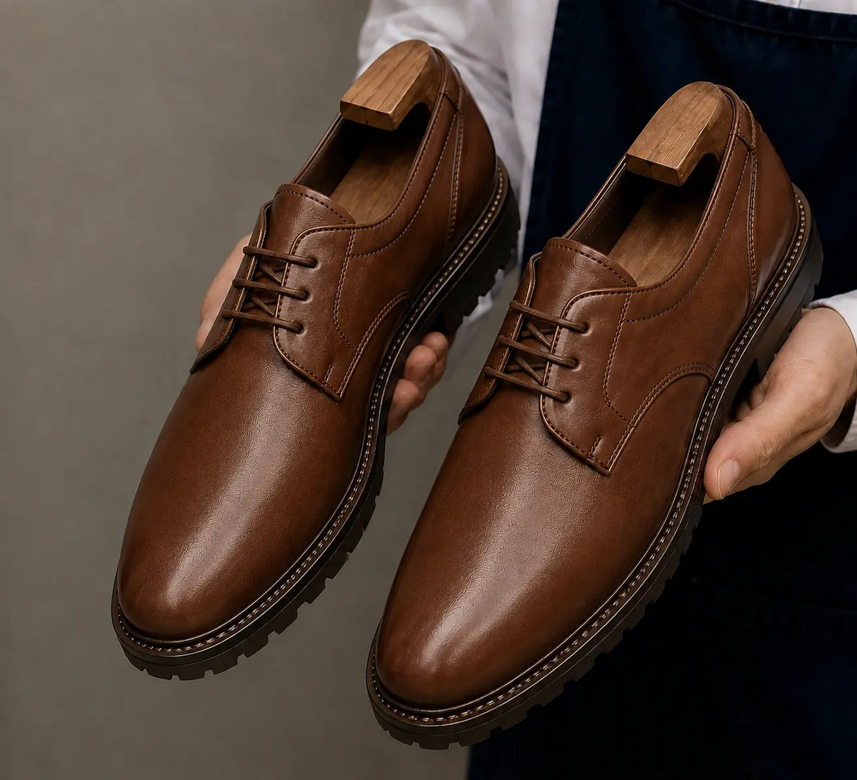 Marseille Patina Plain-Toe Derby for Men - Lug-Sole Leather Formal Shoes