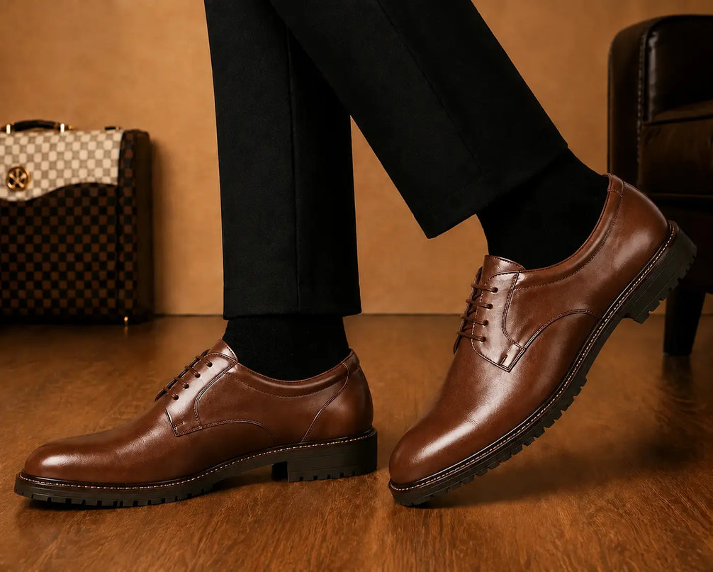 Marseille Patina Plain-Toe Derby for Men - Lug-Sole Leather Formal Shoes