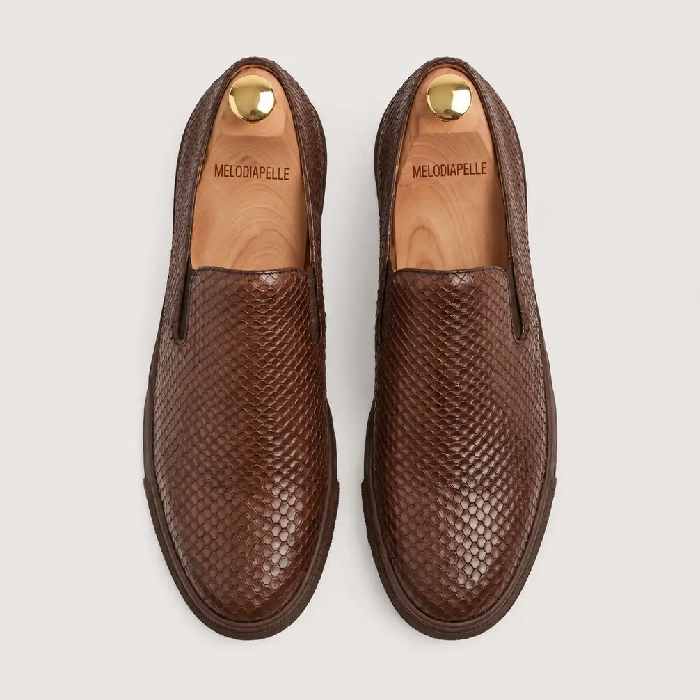 Marengo Python-Embossed Slip-On Sneaker for Men - Leather Luxury Sneakers
