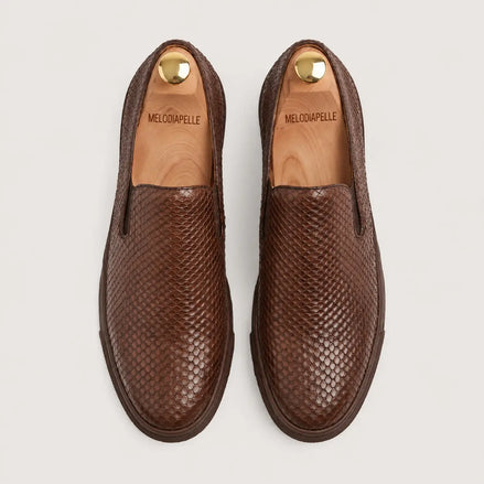 Marengo Python-Embossed Slip-On Sneaker for Men - Leather Luxury Sneakers