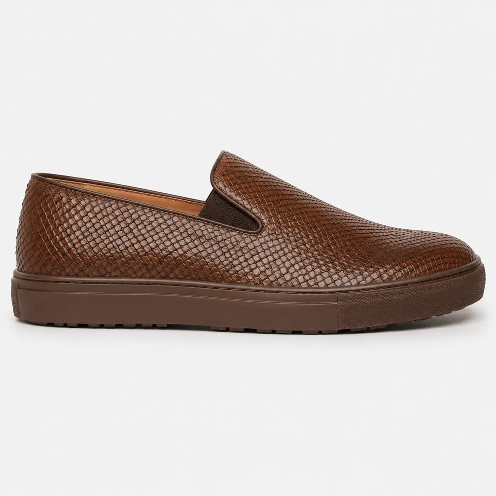 Marengo Python-Embossed Slip-On Sneaker for Men - Leather Luxury Sneakers