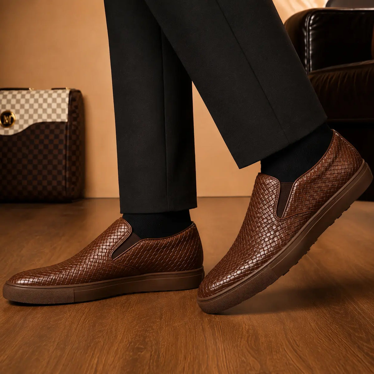 Marengo Python-Embossed Slip-On Sneaker for Men - Leather Luxury Sneakers