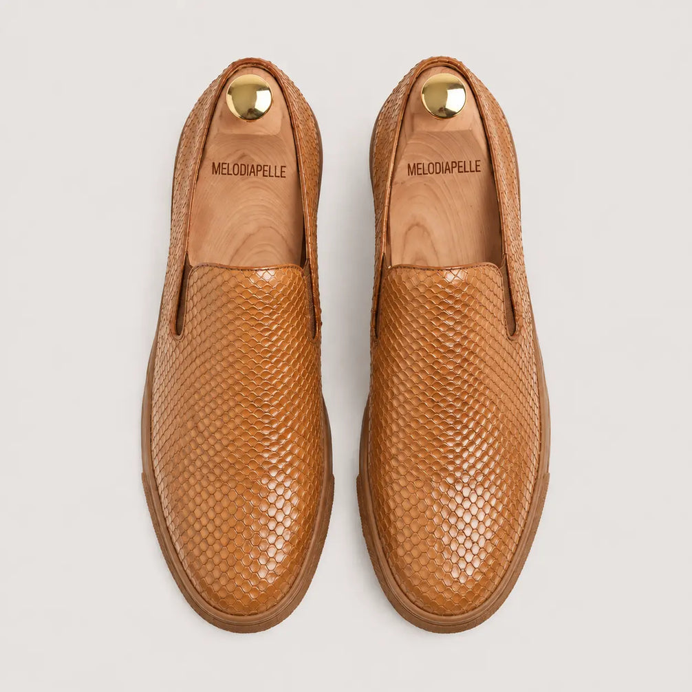 Marengo Python-Embossed Slip-On Sneaker for Men - Leather Luxury Sneakers