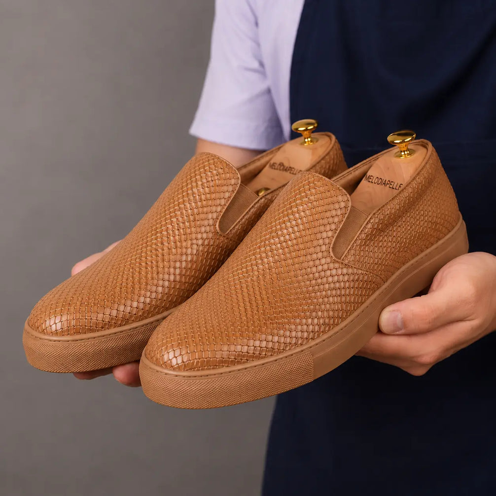 Marengo Python-Embossed Slip-On Sneaker for Men - Leather Luxury Sneakers