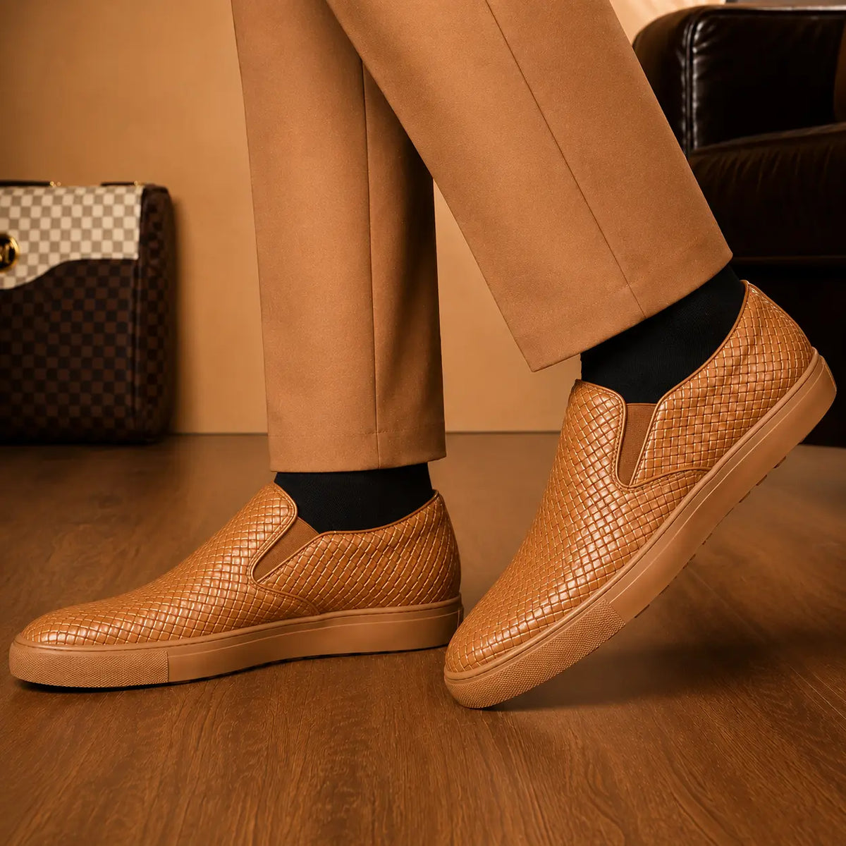 Marengo Python-Embossed Slip-On Sneaker for Men - Leather Luxury Sneakers
