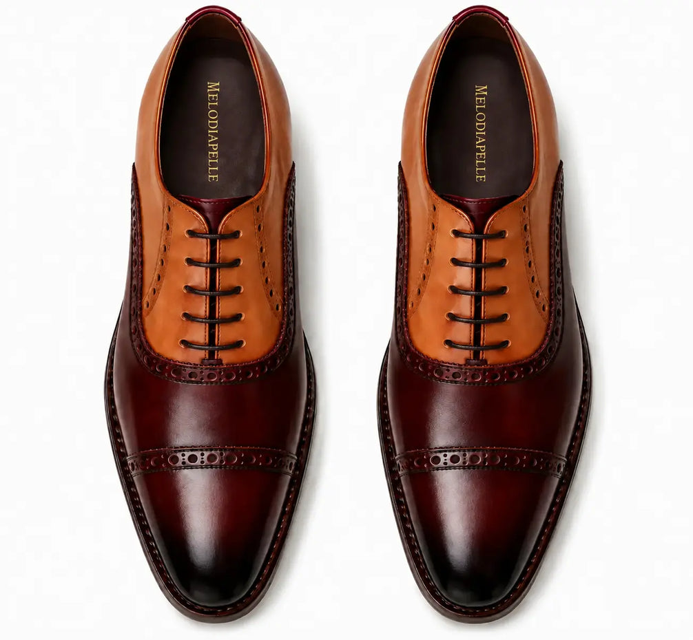Messina Semi-Brogue Cap-Toe Oxford for Men - Lug-Sole Leather Dress Shoes